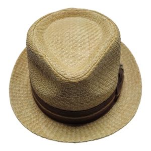 Tommy Bahama Mens Two Tone Toyo C-Crown Fedora (Light Brown, Large / X-Large)
